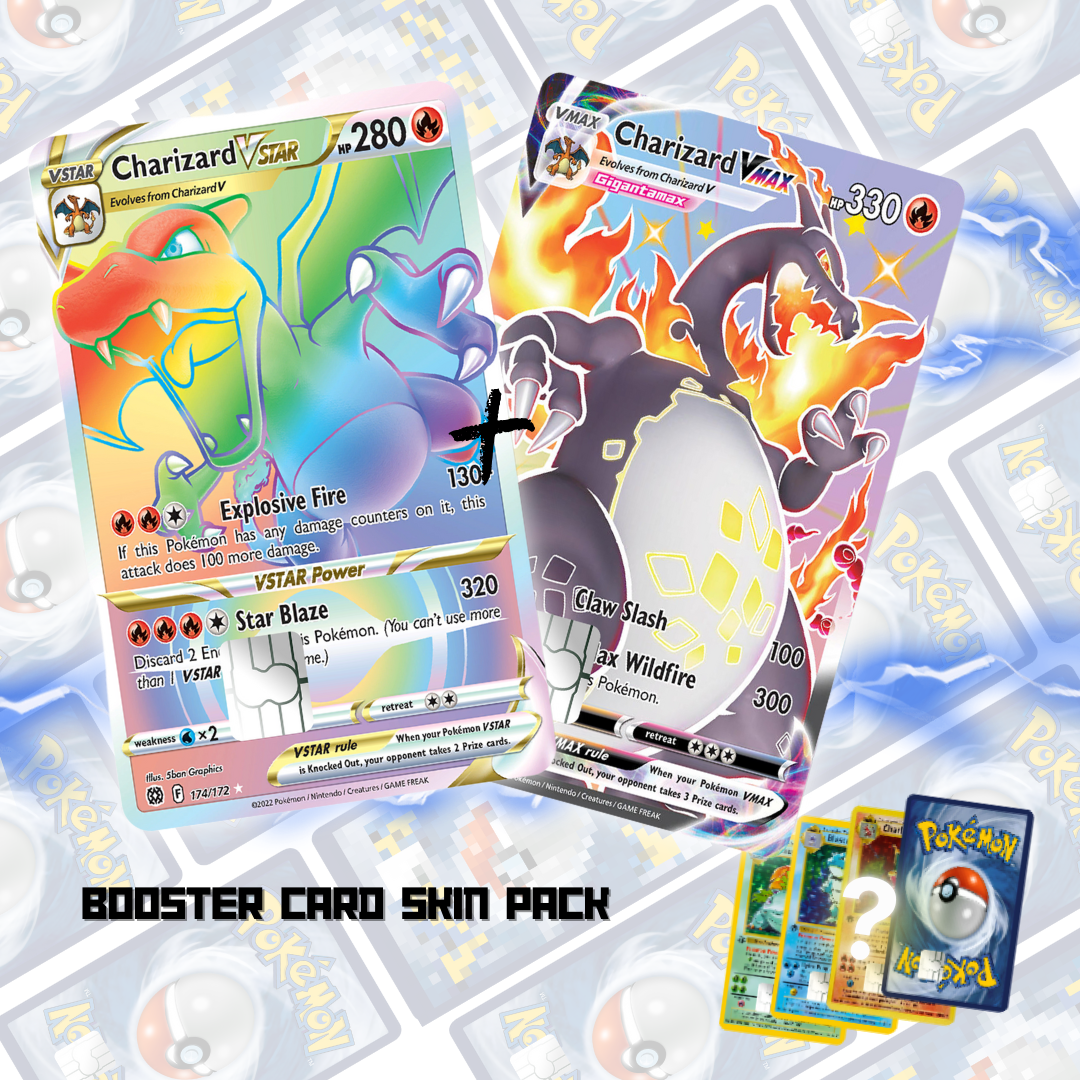 Pokemon Charizard Mystery Booster Pack - 5 in 1 Credit Card Skin Bundle