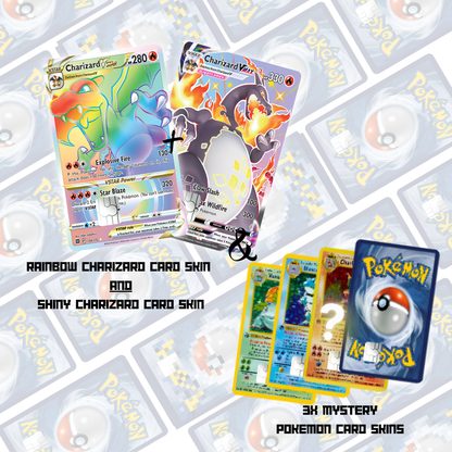 Pokemon Charizard Mystery Booster Pack - 5 in 1 Credit Card Skin Bundle