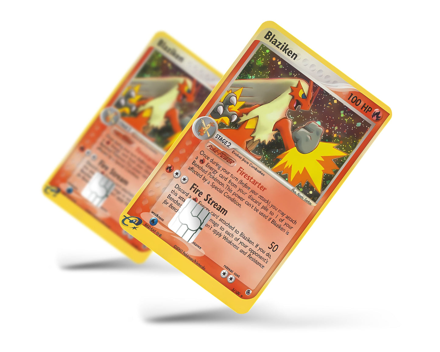 Anime Town Creations Credit Card Blaziken Pokemon Card Full Skins - Anime Pokemon Credit Card Skin