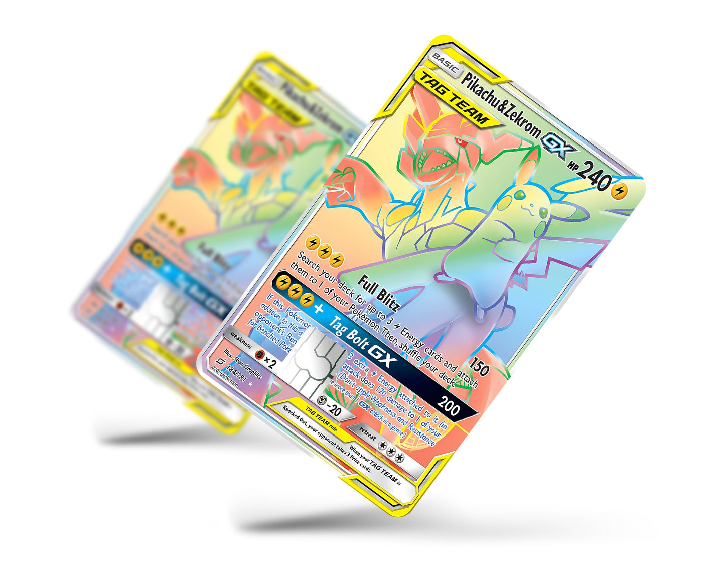 Anime Town Creations Credit Card Rainbow Pikachu Zekrom Pokemon Card Full Skins - Anime Pokemon Credit Card Skin