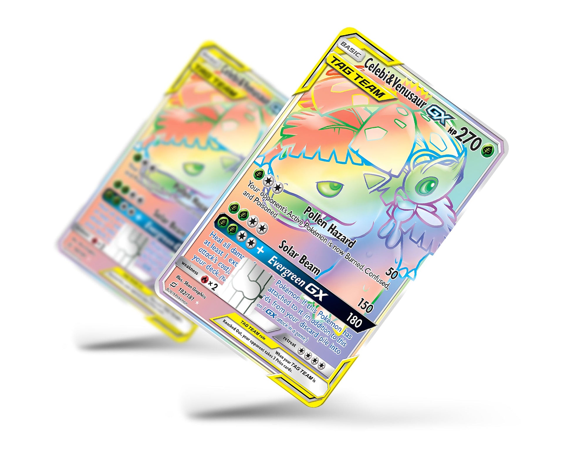 Anime Town Creations Credit Card Rainbow Venusaur Celebi Pokemon Card Full Skins - Anime Pokemon Credit Card Skin