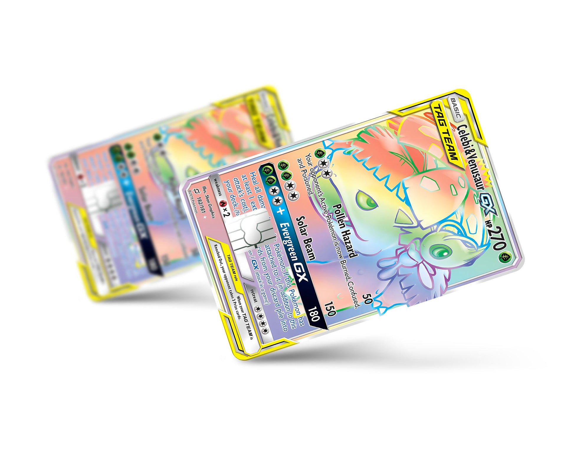 Anime Town Creations Credit Card Rainbow Venusaur Celebi Pokemon Card Full Skins - Anime Pokemon Credit Card Skin