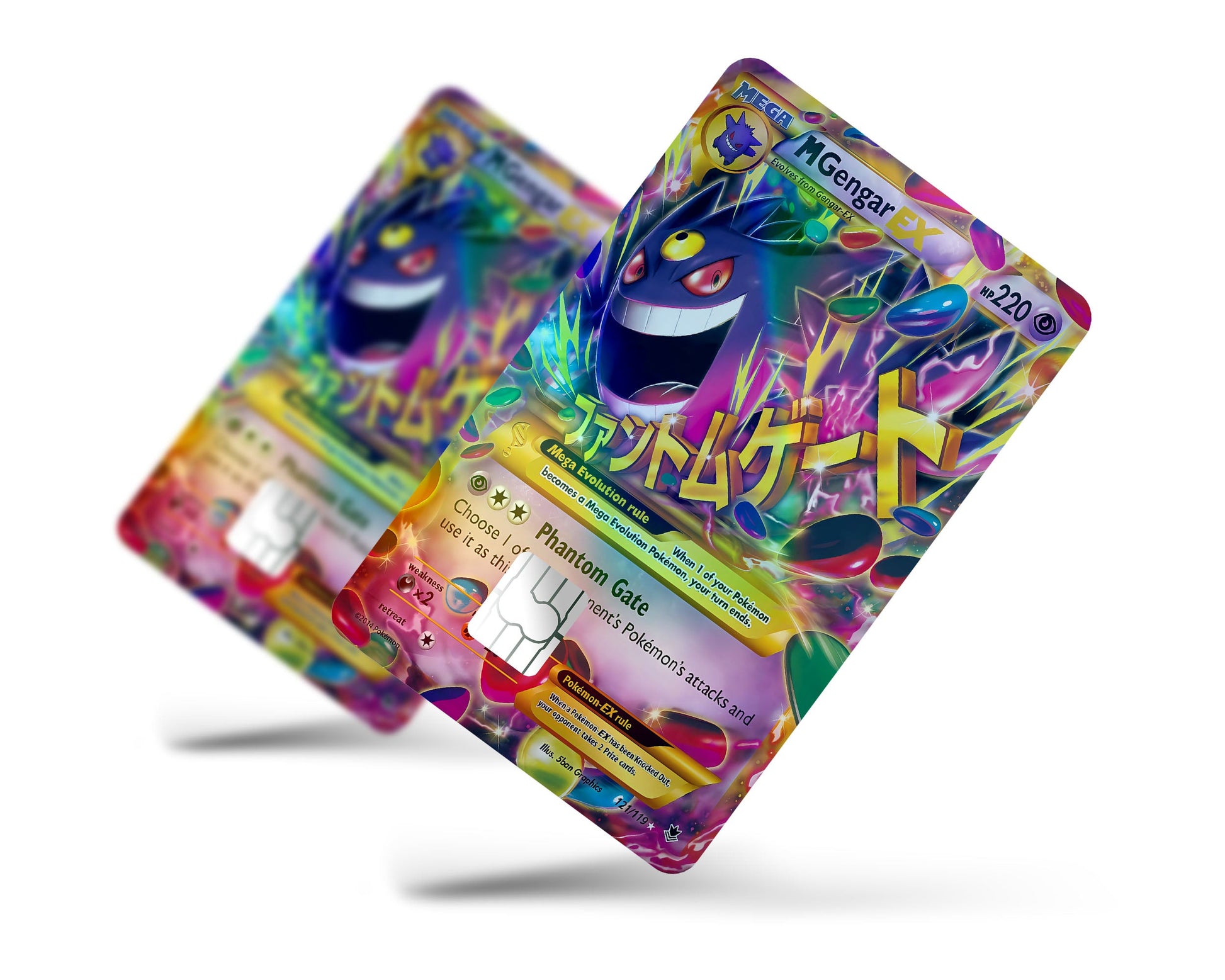 Anime Town Creations Holographic Credit Card Mega Gengar Pokemon Card Full Skins - Anime Pokemon Holographic Credit Card Skin