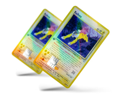 Anime Town Creations Holographic Credit Card Raikou Pokemon Card Full Skins - Anime Pokemon Holographic Credit Card Skin