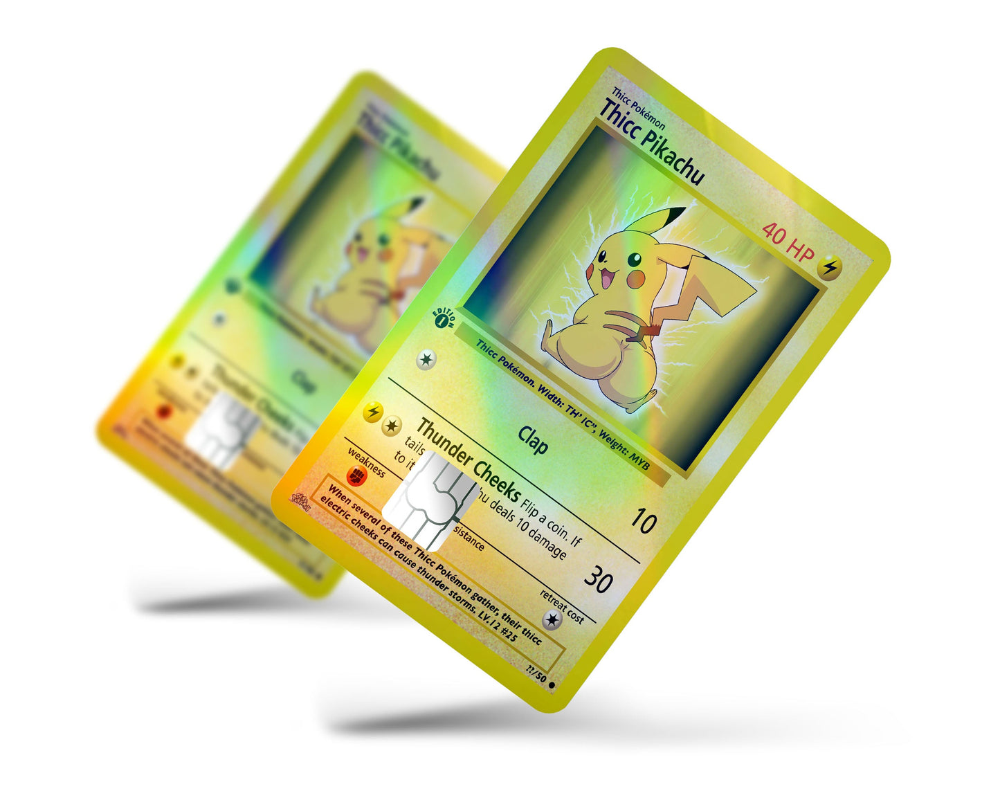 Thicc Pikachu Pokemon Card Holographic Credit Card Skin