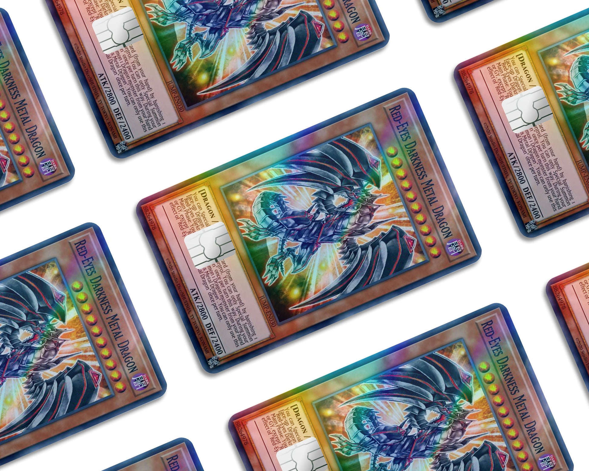 Anime Town Creations Holographic Credit Card Yugioh Red Eyes Darkness Metal Dragon Window Skins - Anime Yu-Gi-Oh Holographic Credit Card Skin