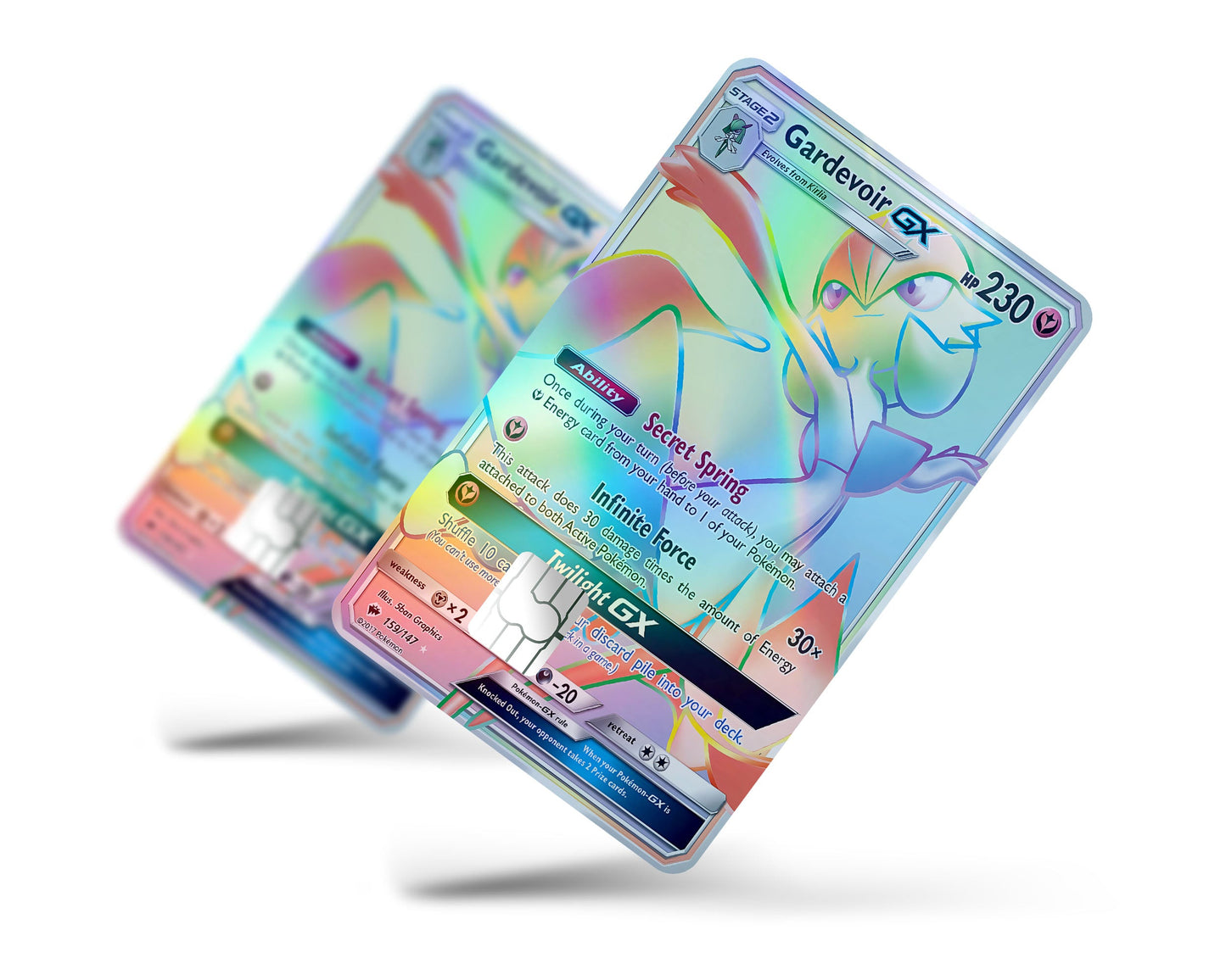 Anime Town Creations Holographic Credit Card Rainbow Gardevoir Pokemon Card Full Skins - Anime Pokemon Holographic Credit Card Skin