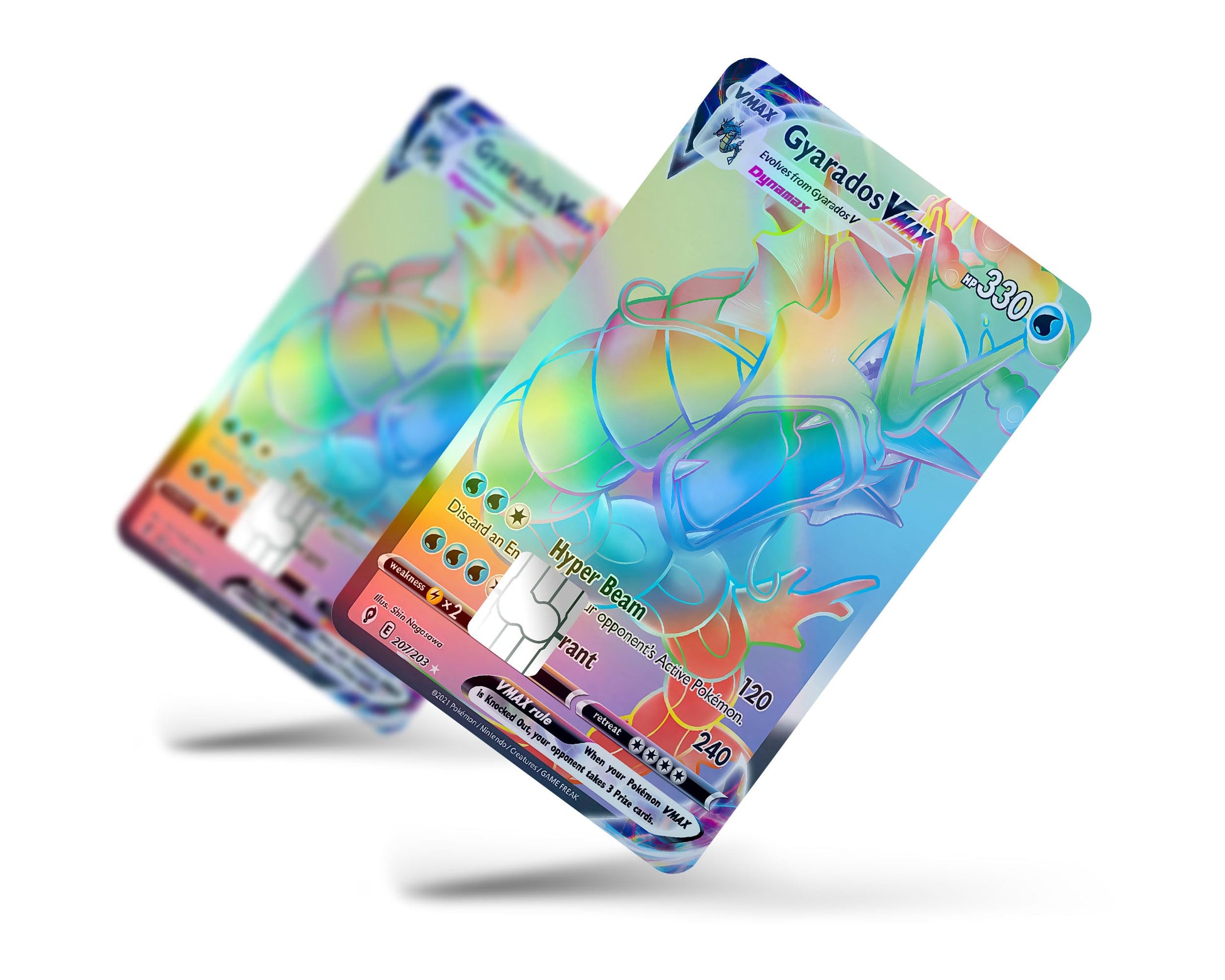 Anime Town Creations Holographic Credit Card Rainbow Gyarados Pokemon Card Full Skins - Anime Pokemon Holographic Credit Card Skin