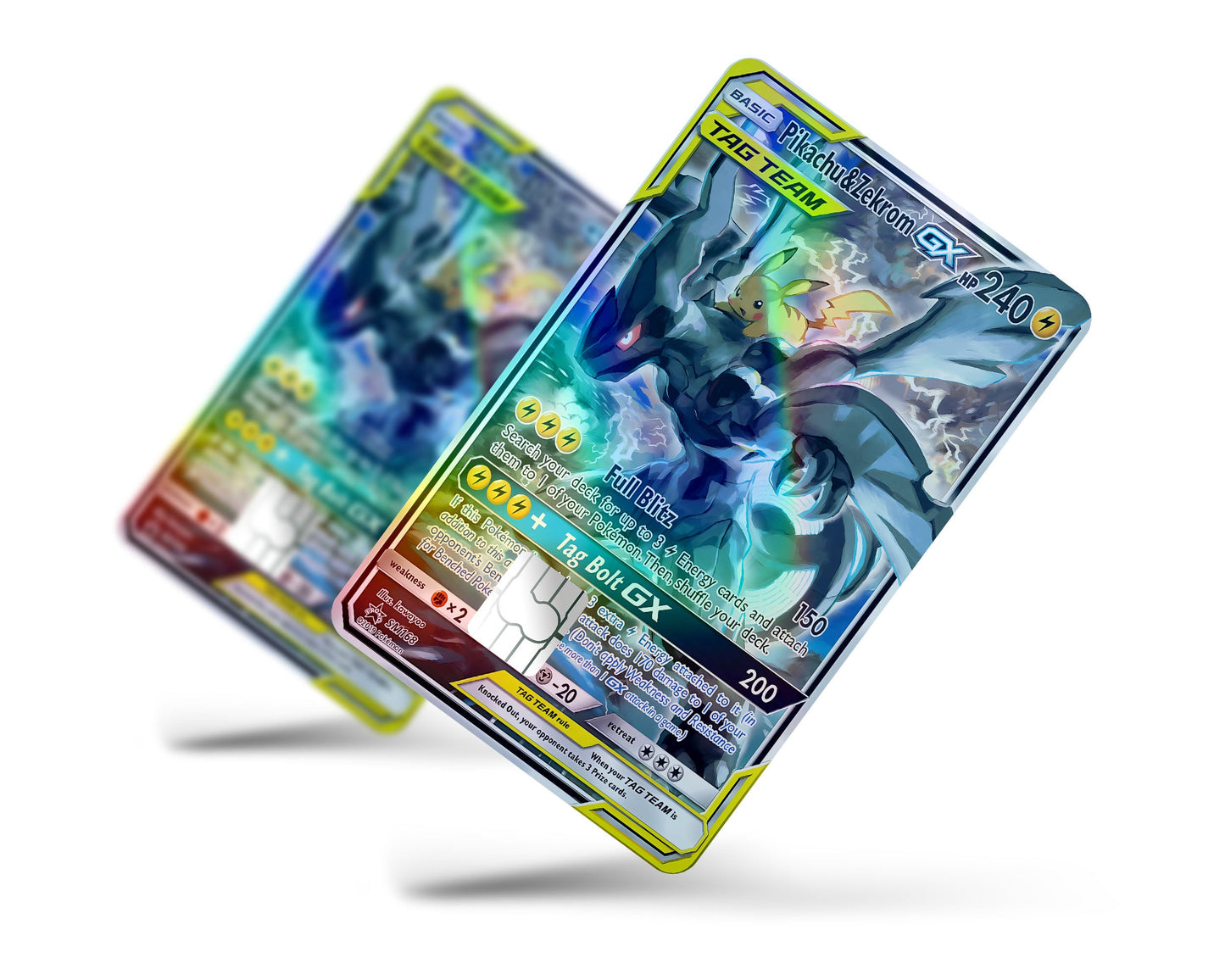 Anime Town Creations Holographic Credit Card Tag Pikachu Zekrom Pokemon Card Full Skins - Anime Pokemon Holographic Credit Card Skin