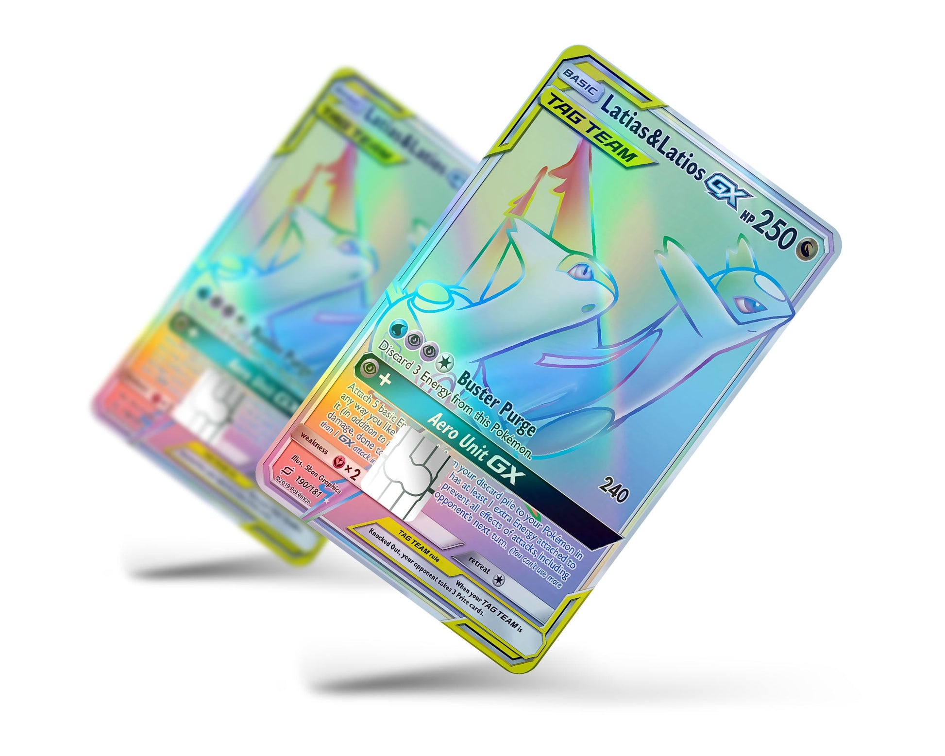 Anime Town Creations Holographic Credit Card Tag Rainbow Latias & Latios Pokemon Card Full Skins - Anime Pokemon Holographic Credit Card Skin