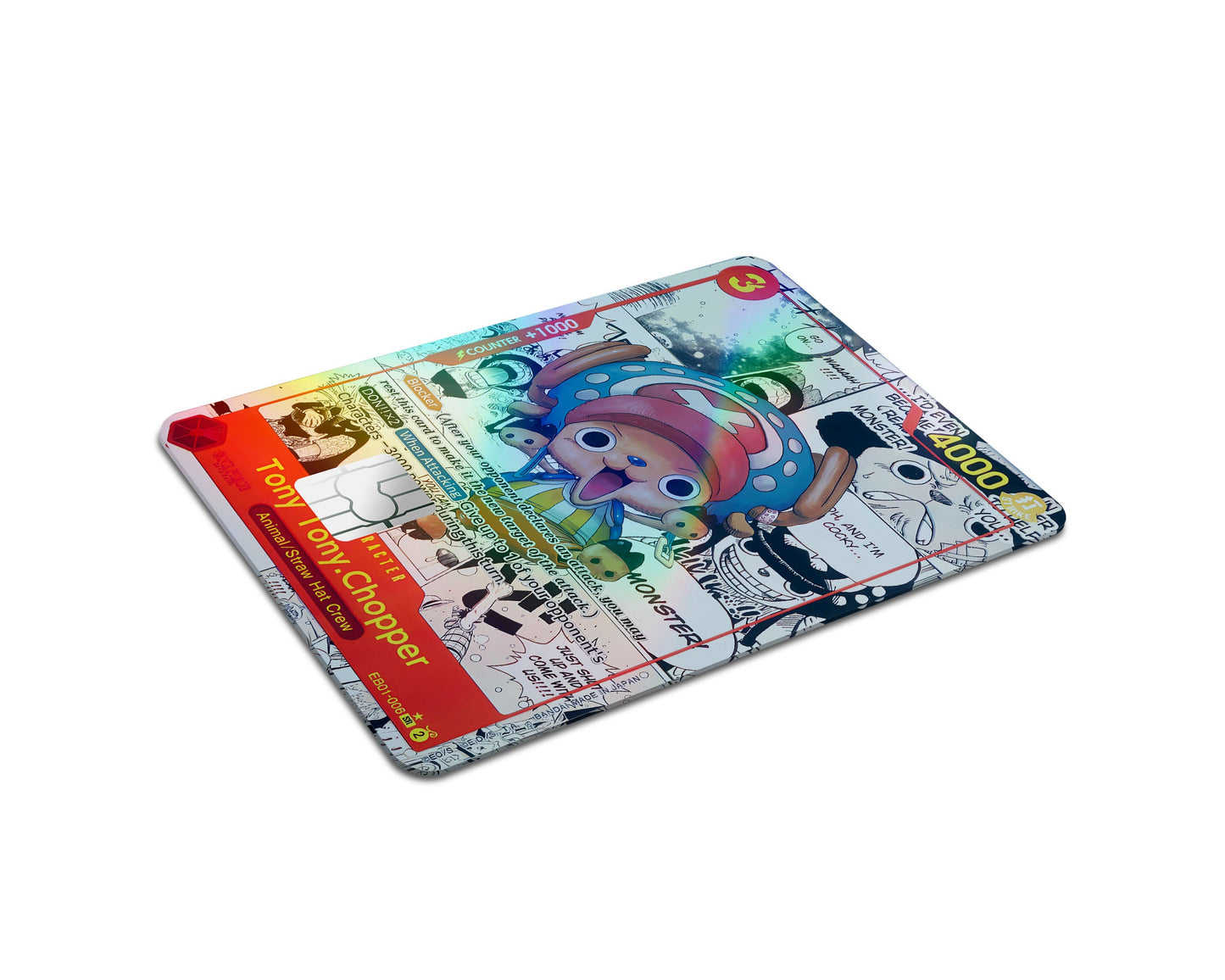 Anime Town Creations Holographic Credit Card Tony Tony Chopper Manga One Piece Card Half Skins - Anime One Piece Holographic Credit Card Skin