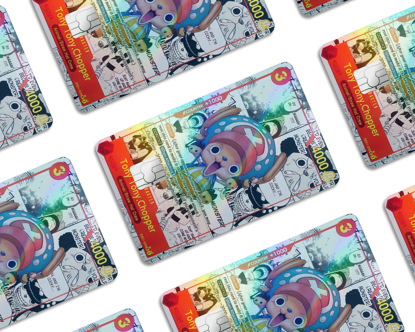 Anime Town Creations Holographic Credit Card Tony Tony Chopper Manga One Piece Card Window Skins - Anime One Piece Holographic Credit Card Skin