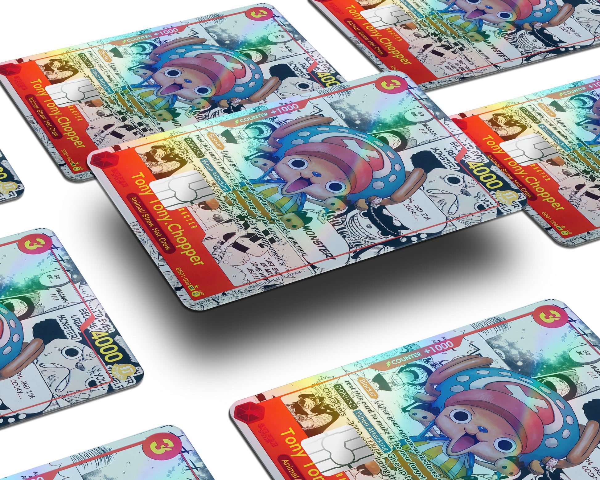 Anime Town Creations Holographic Credit Card Tony Tony Chopper Manga One Piece Card Window Skins - Anime One Piece Holographic Credit Card Skin