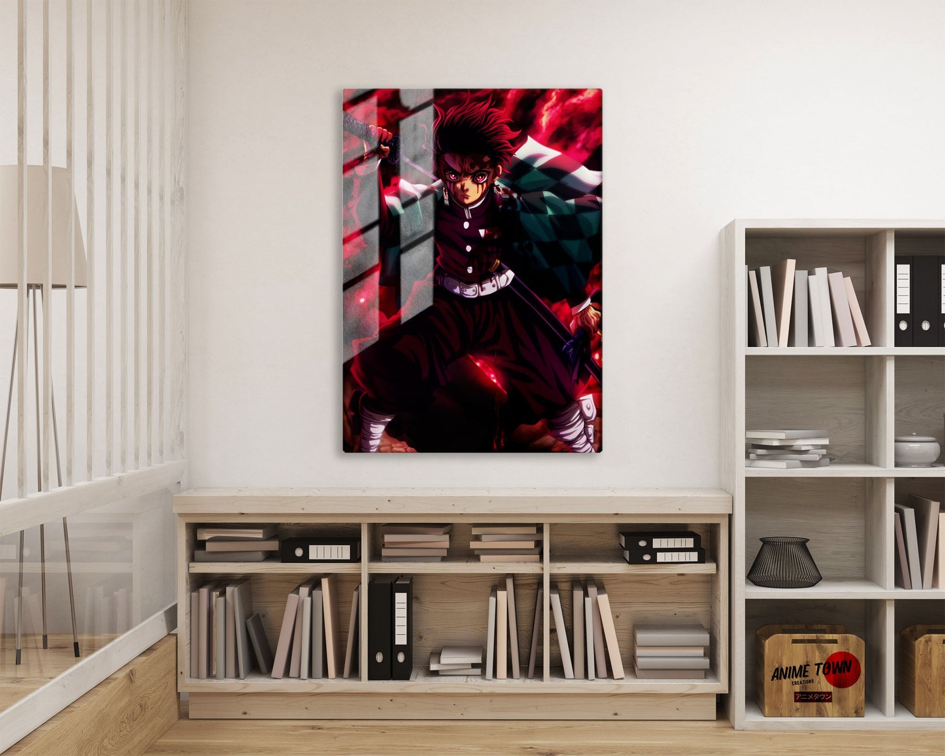 Anime Town Creations Metal Poster Demon Slayer Tanjiro Art Red 16" x 24" Home Goods - Anime Demon Slayer Metal Poster