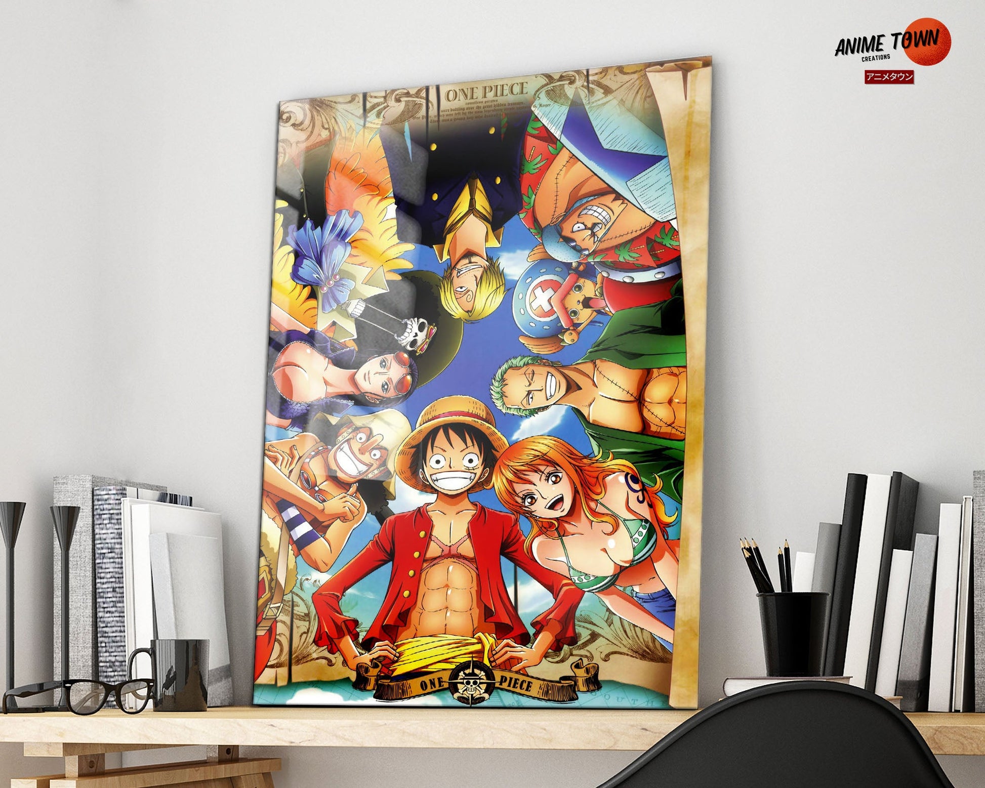 Anime Town Creations Metal Poster One Piece Crew Members 16" x 24" Home Goods - Anime One Piece Metal Poster