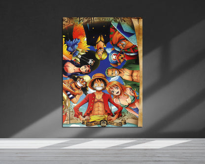 Anime Town Creations Metal Poster One Piece Crew Members 5" x 7" Home Goods - Anime One Piece Metal Poster