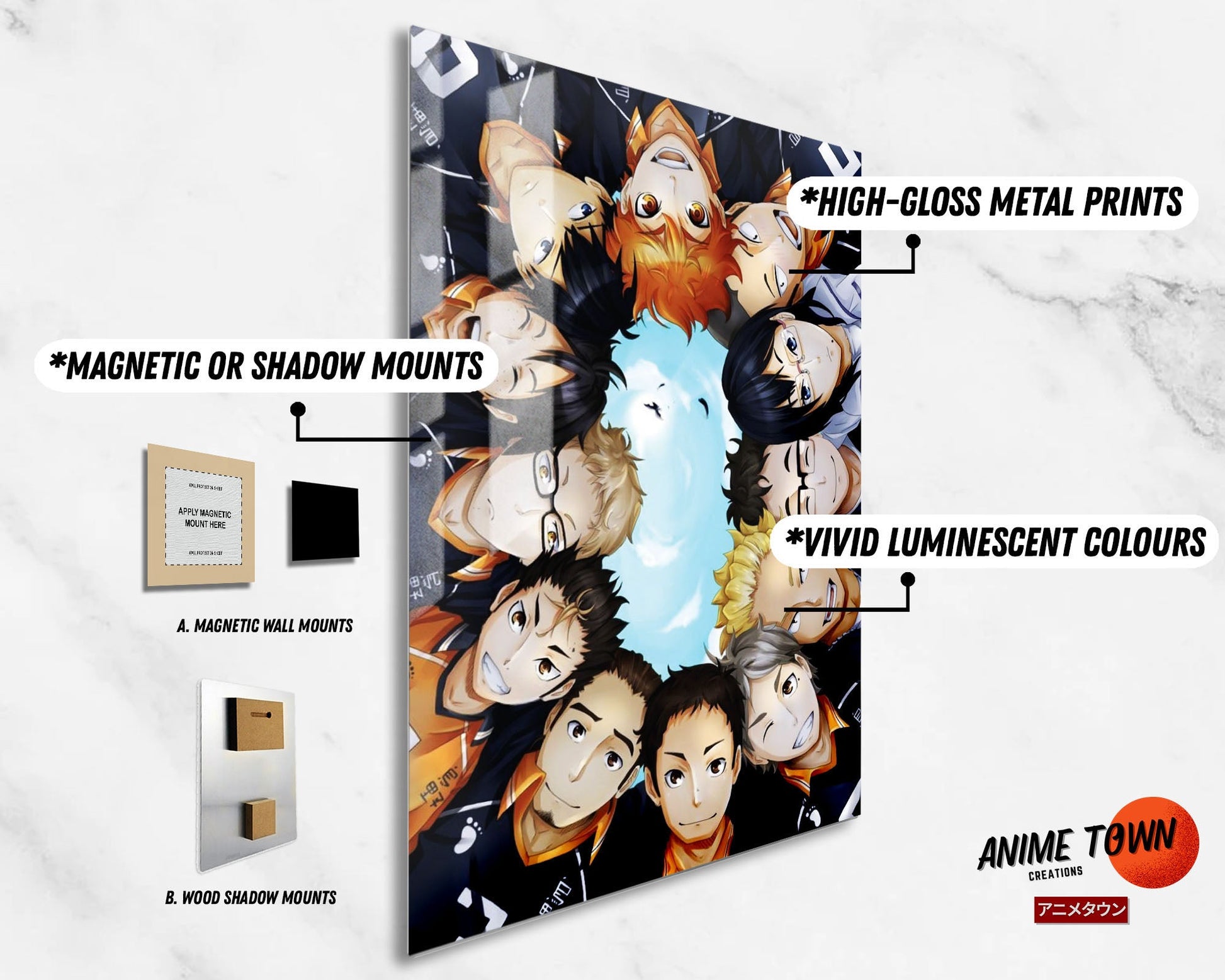 Anime Town Creations Metal Poster Haikyuu Club Squad 11" x 17" Home Goods - Anime Haikyuu Metal Poster