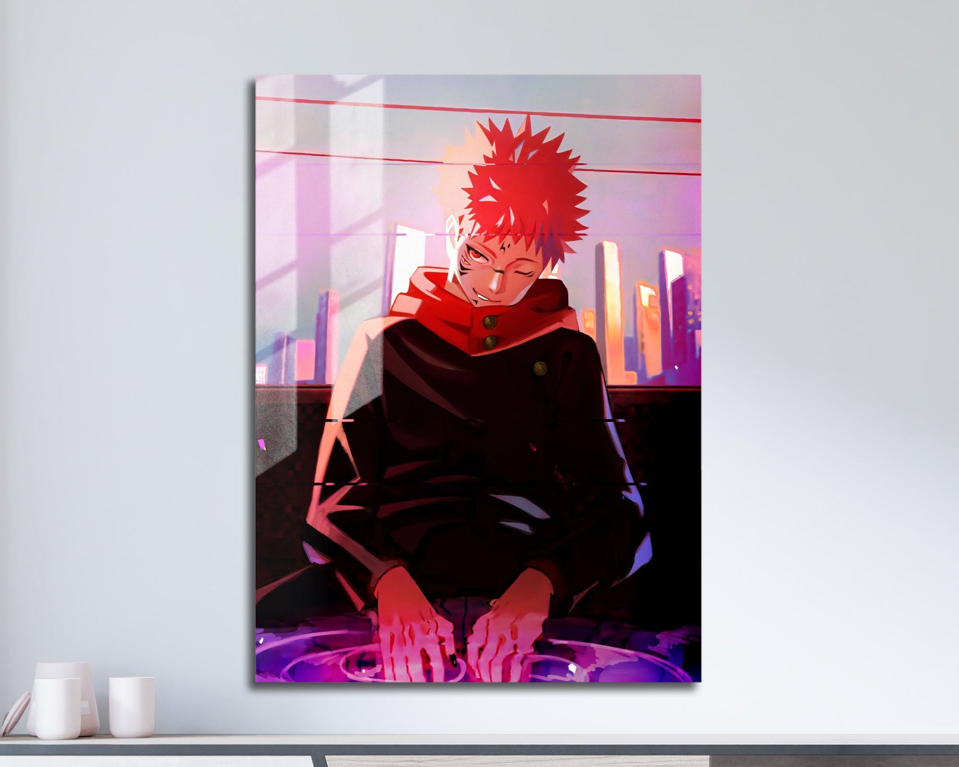 Anime Town Creations Metal Poster Jujutsu Kaisen Yuji Itadori 11" x 17" Home Goods - Anime Jujutsu Kaisen Metal Poster