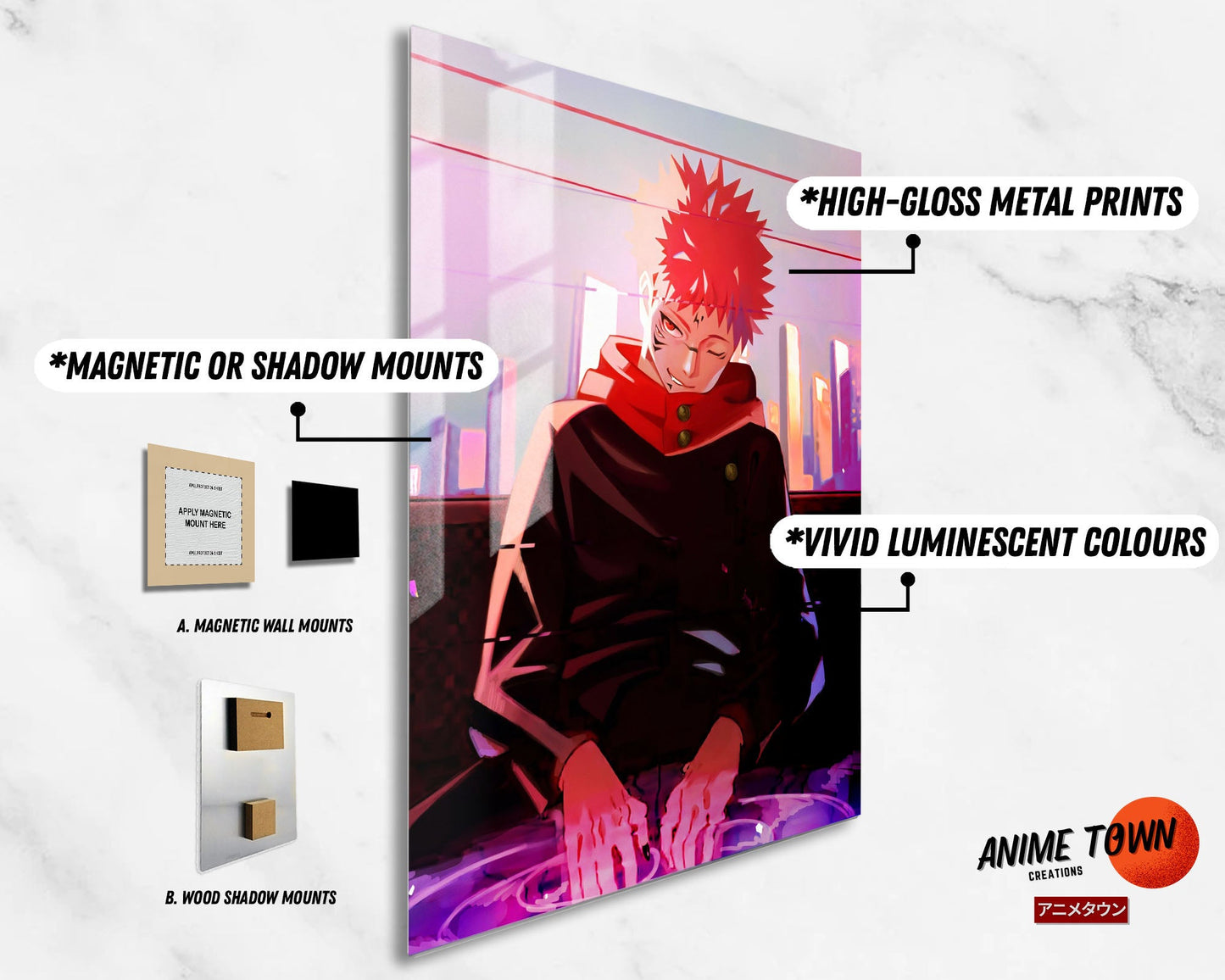 Anime Town Creations Metal Poster Jujutsu Kaisen Yuji Itadori 11" x 17" Home Goods - Anime Jujutsu Kaisen Metal Poster