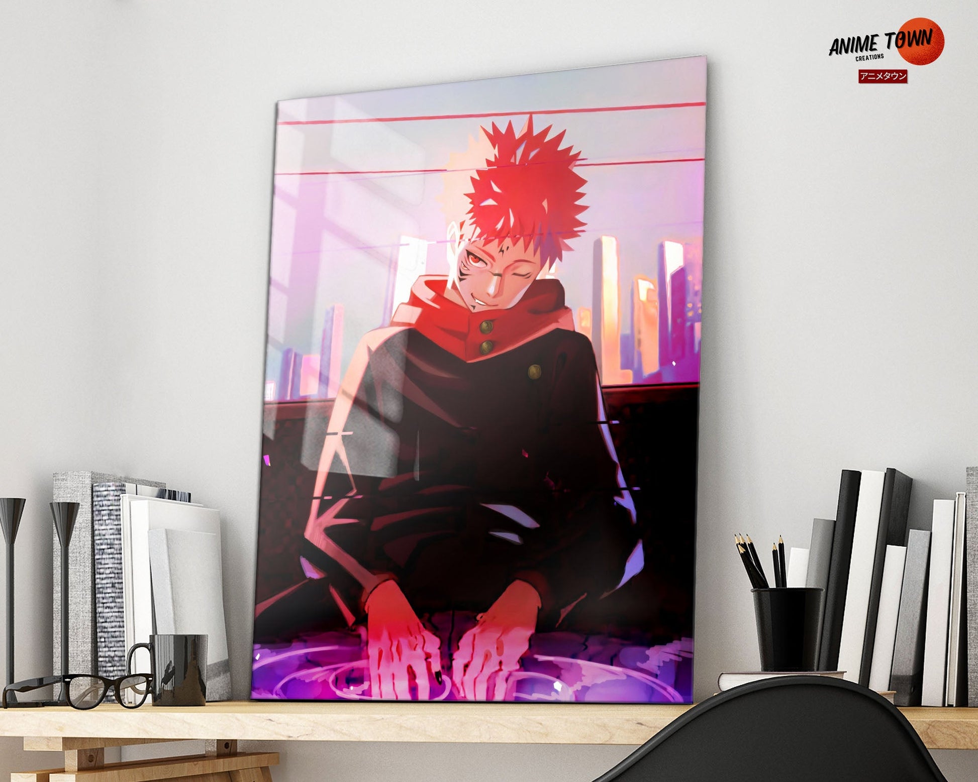 Anime Town Creations Metal Poster Jujutsu Kaisen Yuji Itadori 11" x 17" Home Goods - Anime Jujutsu Kaisen Metal Poster