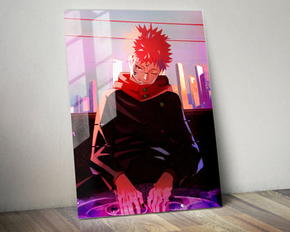 Anime Town Creations Metal Poster Jujutsu Kaisen Yuji Itadori 24" x 36" Home Goods - Anime Jujutsu Kaisen Metal Poster