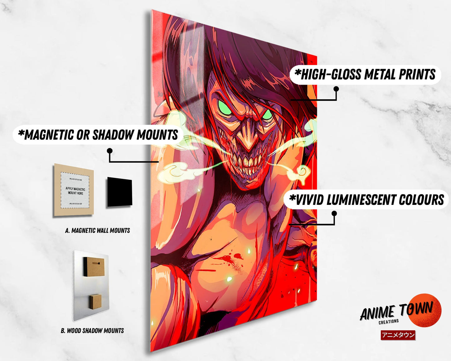 Anime Town Creations Metal Poster Attack on Titan Attack Titan 11" x 17" Home Goods - Anime Attack on Titan Metal Poster