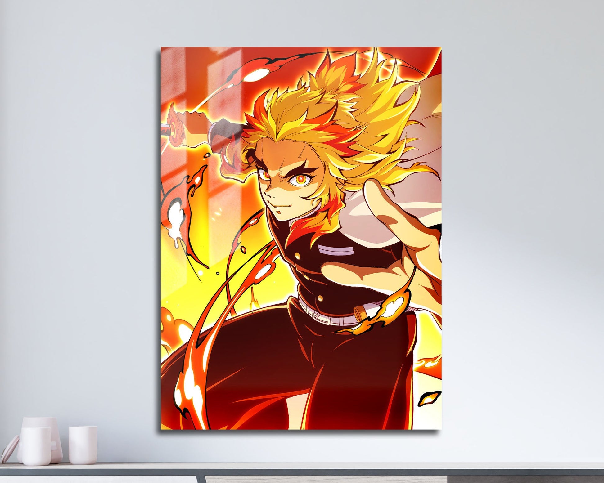 Anime Town Creations Metal Poster Demon Slayer Rengoku Kyojuro 11" x 17" Home Goods - Anime Demon Slayer Metal Poster