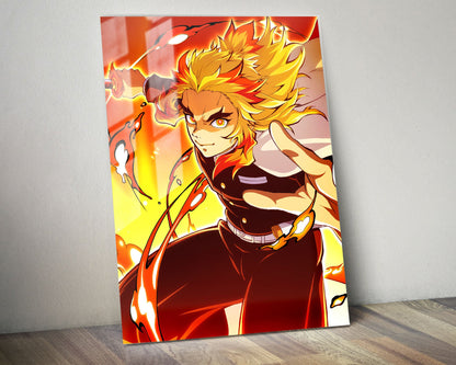 Anime Town Creations Metal Poster Demon Slayer Rengoku Kyojuro 5" x 7" Home Goods - Anime Demon Slayer Metal Poster