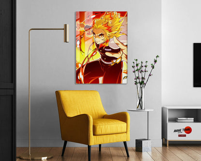 Anime Town Creations Metal Poster Demon Slayer Rengoku Kyojuro 5" x 7" Home Goods - Anime Demon Slayer Metal Poster