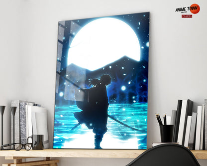 Anime Town Creations Metal Poster Demon Slayer Giyu Tomioka Moonlight 16" x 24" Home Goods - Anime Demon Slayer Metal Poster