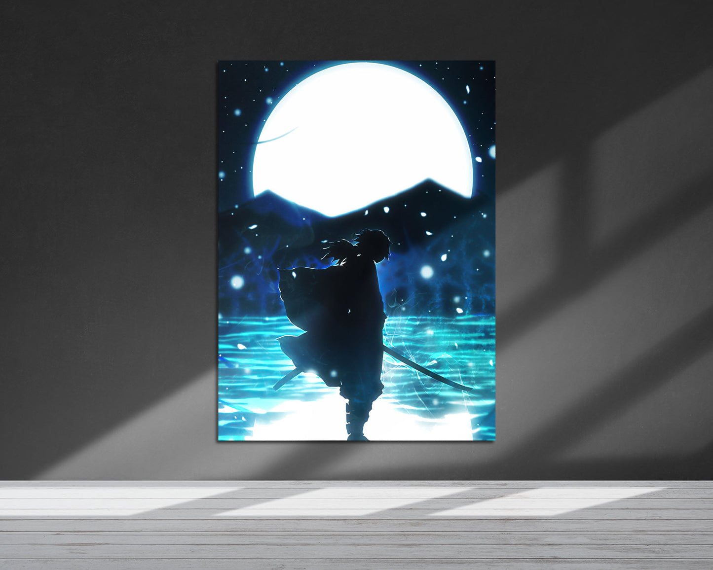 Anime Town Creations Metal Poster Demon Slayer Giyu Tomioka Moonlight 5" x 7" Home Goods - Anime Demon Slayer Metal Poster