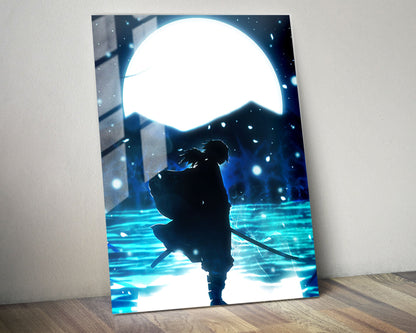 Anime Town Creations Metal Poster Demon Slayer Giyu Tomioka Moonlight 5" x 7" Home Goods - Anime Demon Slayer Metal Poster