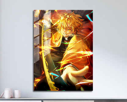 Anime Town Creations Metal Poster Demon Slayer Zenitsu Agatsuma 11" x 17" Home Goods - Anime Demon Slayer Metal Poster