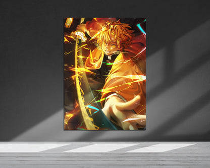 Anime Town Creations Metal Poster Demon Slayer Zenitsu Agatsuma 5" x 7" Home Goods - Anime Demon Slayer Metal Poster