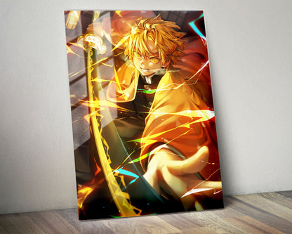 Anime Town Creations Metal Poster Demon Slayer Zenitsu Agatsuma 5" x 7" Home Goods - Anime Demon Slayer Metal Poster