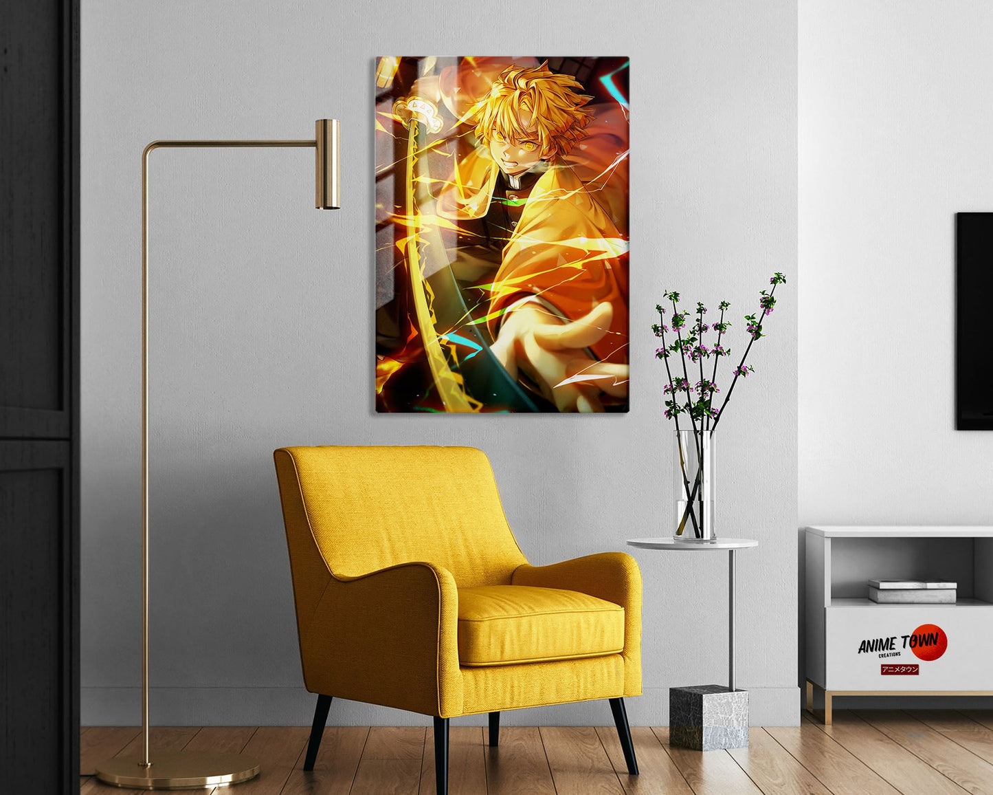 Anime Town Creations Metal Poster Demon Slayer Zenitsu Agatsuma 5" x 7" Home Goods - Anime Demon Slayer Metal Poster