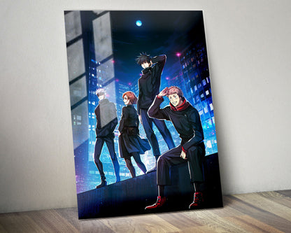 Anime Town Creations Metal Poster Jujutsu Kaisen Gang 5" x 7" Home Goods - Anime Jujutsu Kaisen Metal Poster