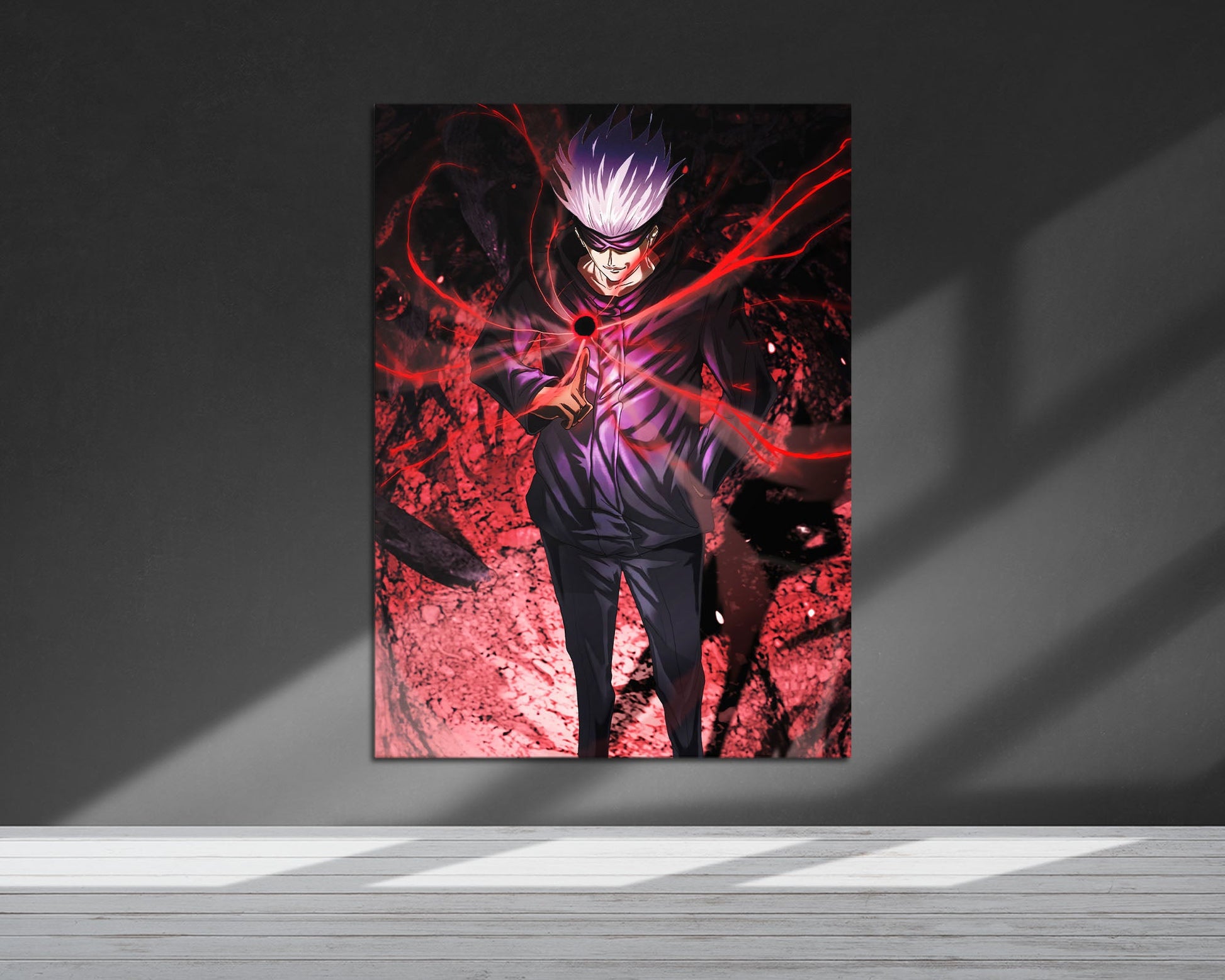 Anime Town Creations Metal Poster Jujutsu Kaisen Satoru Gojo Red 5" x 7" Home Goods - Anime Jujutsu Kaisen Metal Poster