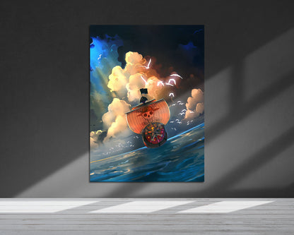 Anime Town Creations Metal Poster One Piece Thousand Sunny 5" x 7" Home Goods - Anime One Piece Metal Poster