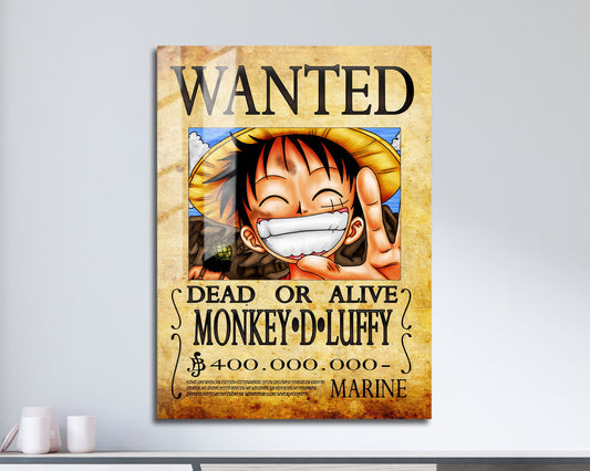 Anime Town Creations Metal Poster One Piece Luffy Wanted Poster 11" x 17" Home Goods - Anime One Piece Metal Poster