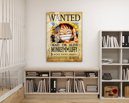 Anime Town Creations Metal Poster One Piece Luffy Wanted Poster 16" x 24" Home Goods - Anime One Piece Metal Poster