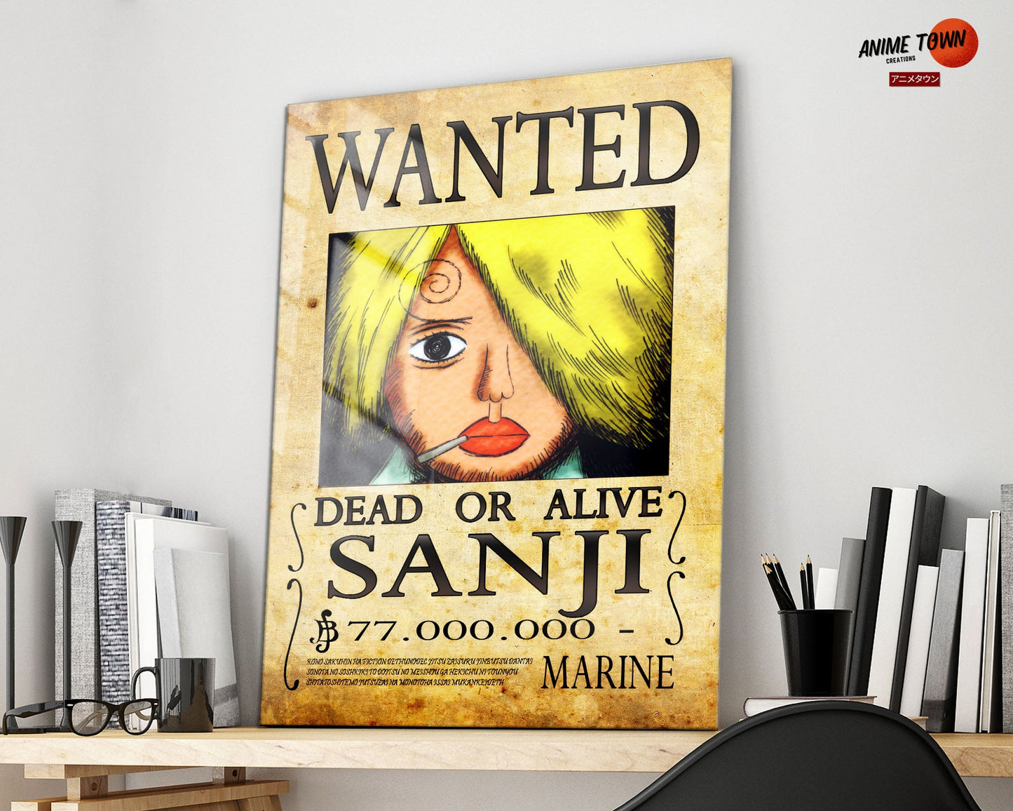 Anime Town Creations Metal Poster One Piece Sanji Wanted Poster 16" x 24" Home Goods - Anime One Piece Metal Poster