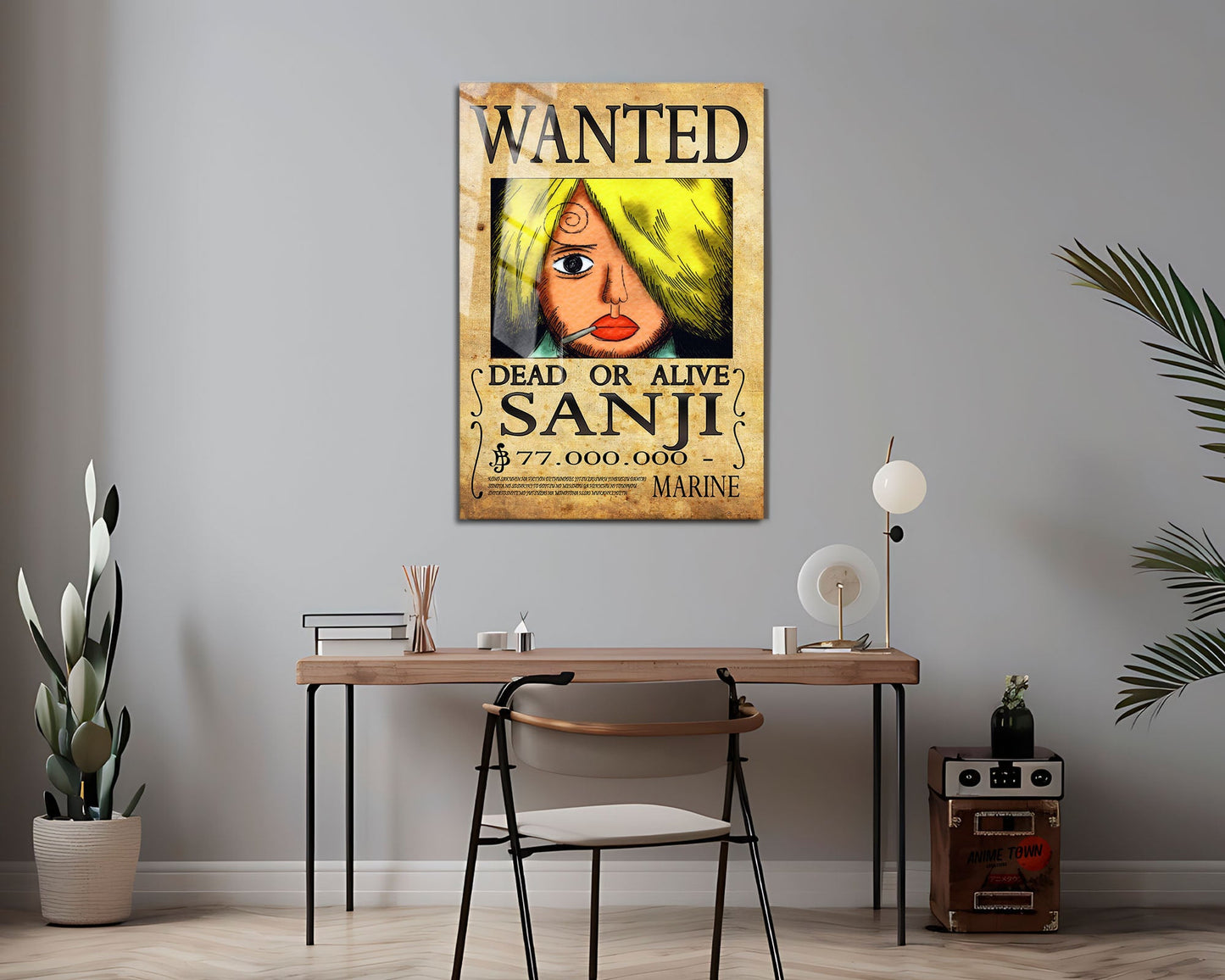 Anime Town Creations Metal Poster One Piece Sanji Wanted Poster 24" x 36" Home Goods - Anime One Piece Metal Poster