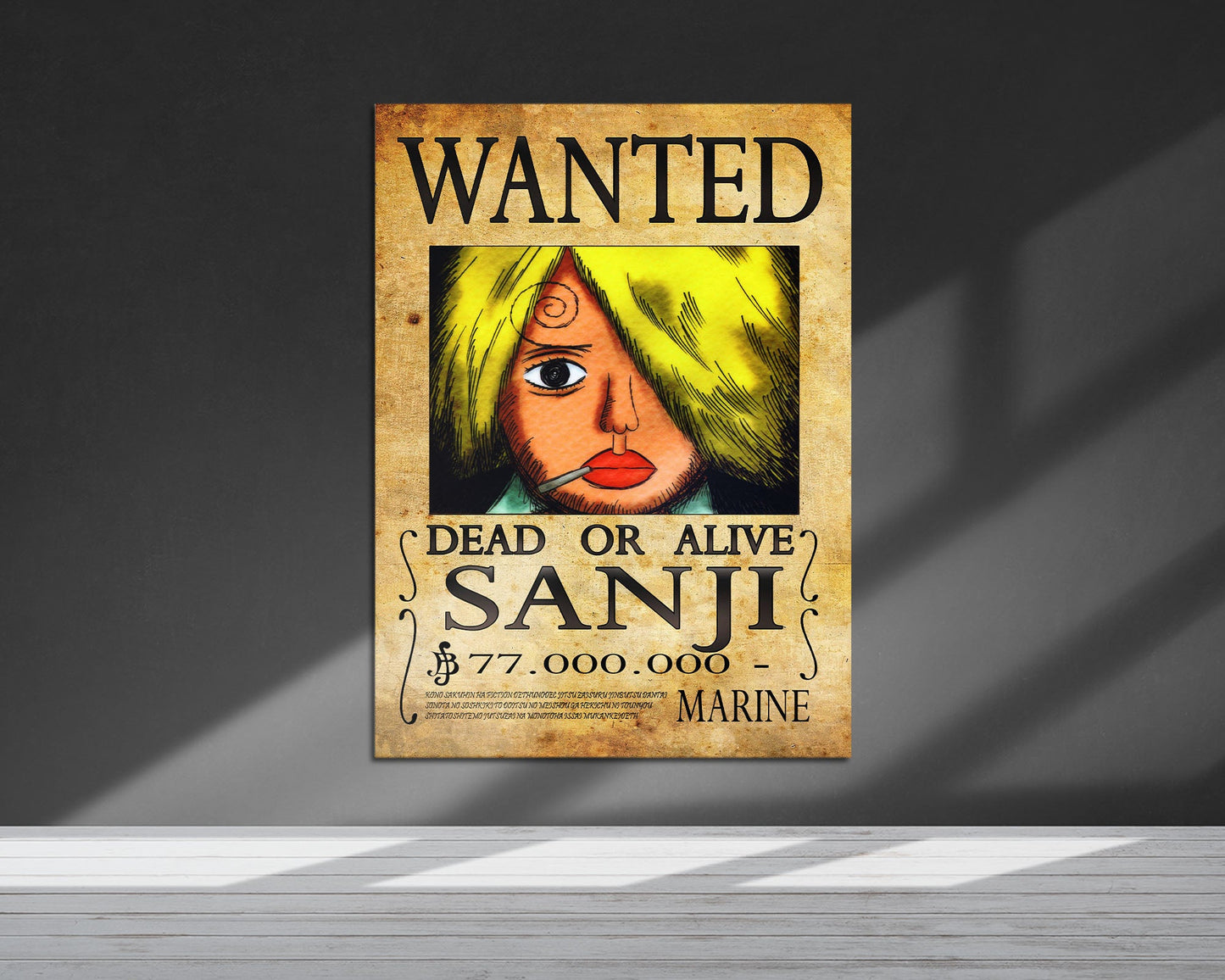 Anime Town Creations Metal Poster One Piece Sanji Wanted Poster 5" x 7" Home Goods - Anime One Piece Metal Poster