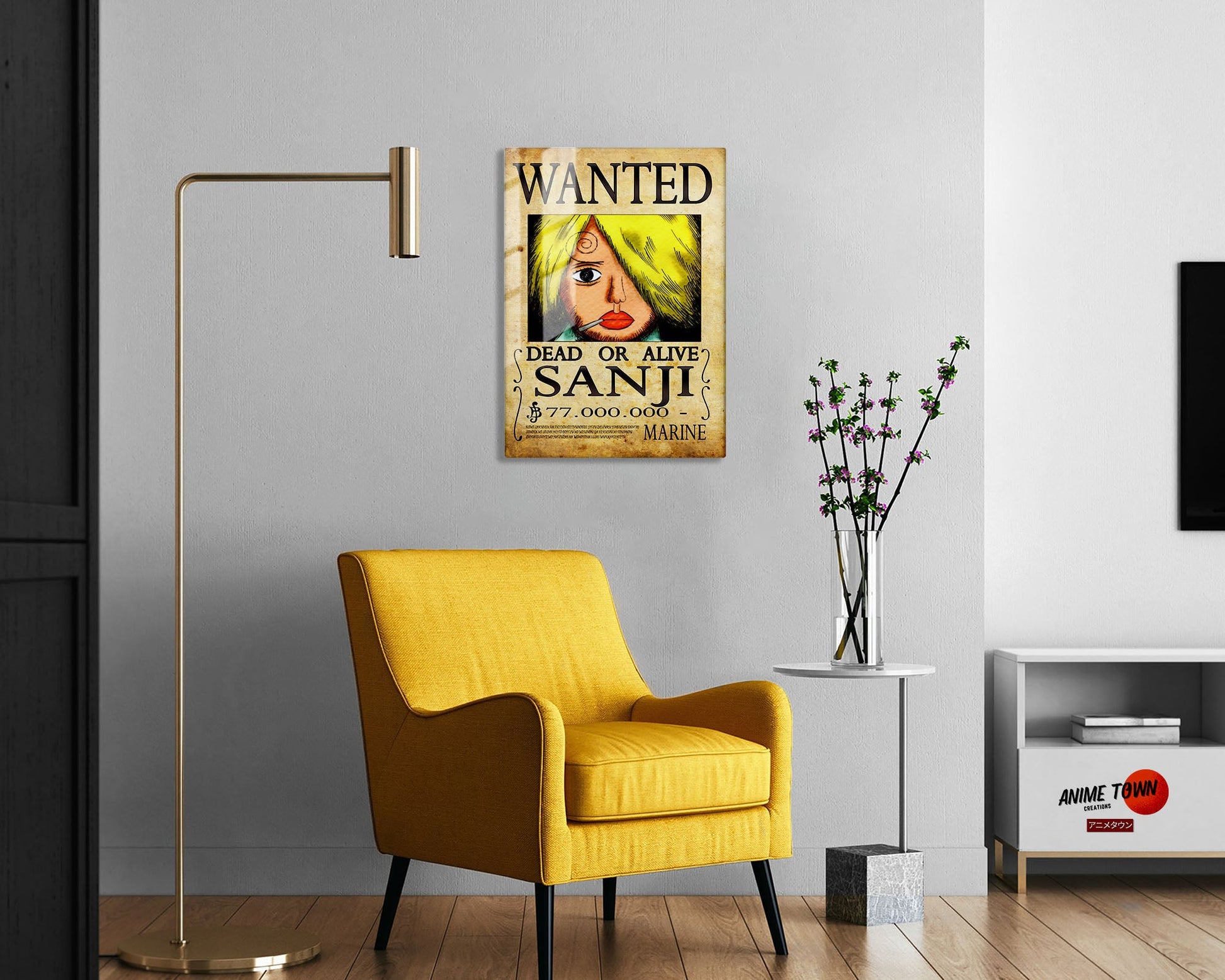 Anime Town Creations Metal Poster One Piece Sanji Wanted Poster 5" x 7" Home Goods - Anime One Piece Metal Poster