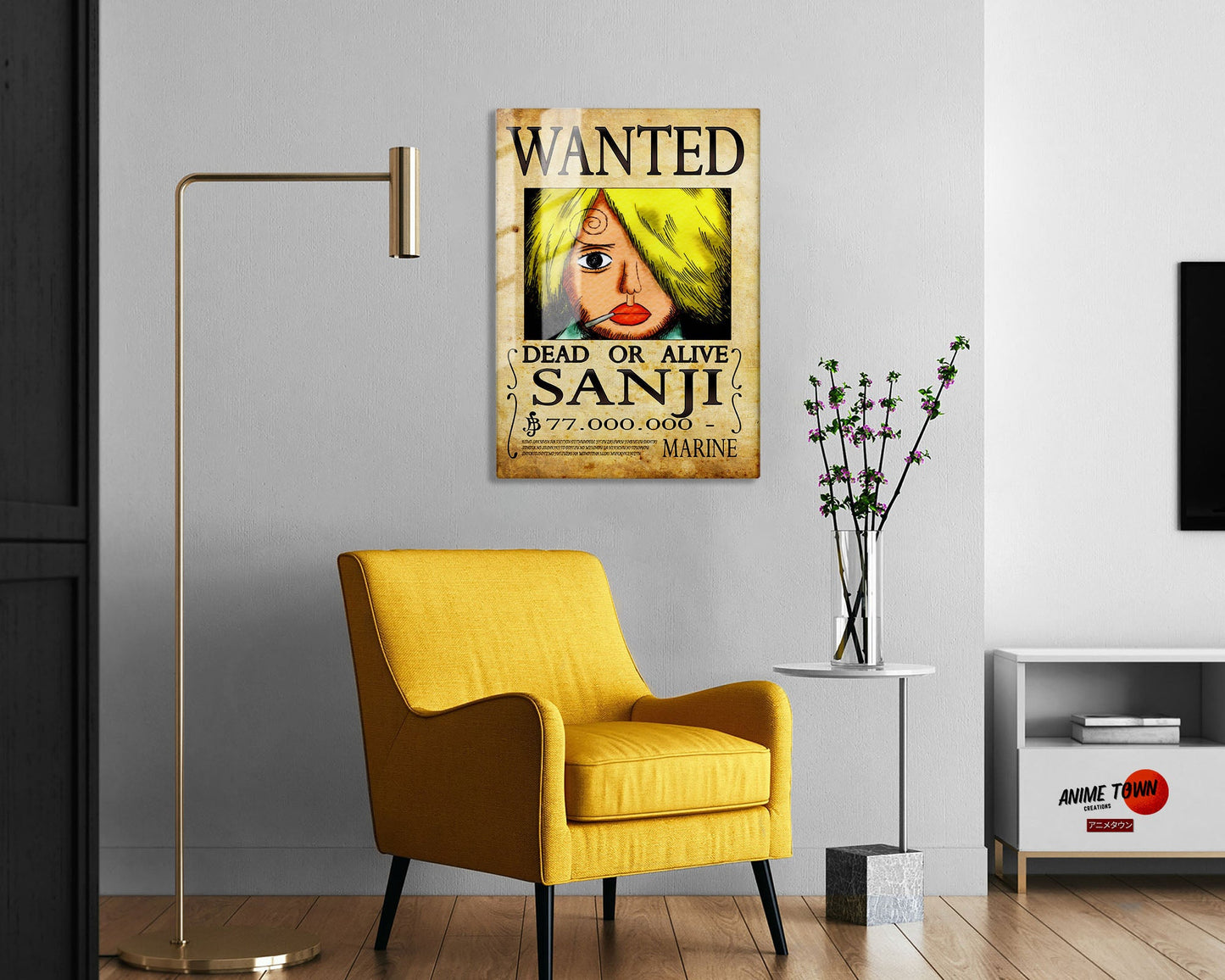 Anime Town Creations Metal Poster One Piece Sanji Wanted Poster 5" x 7" Home Goods - Anime One Piece Metal Poster