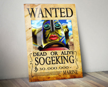 Anime Town Creations Metal Poster One Piece Sogeking Wanted Poster 5" x 7" Home Goods - Anime One Piece Metal Poster