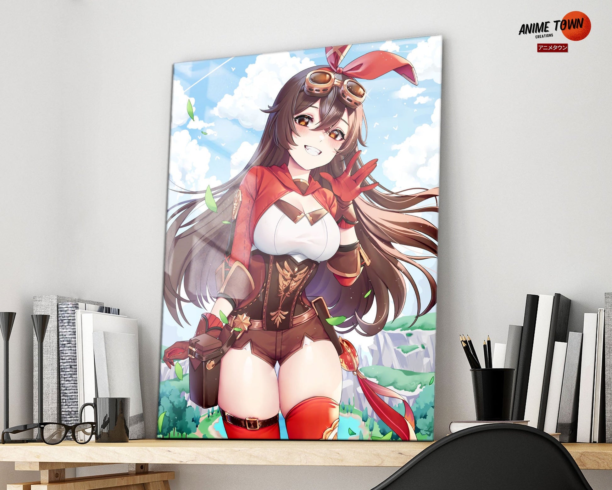 Anime Town Creations Metal Poster Genshin Impact Amber 16" x 24" Home Goods - Anime Genshin Impact Metal Poster