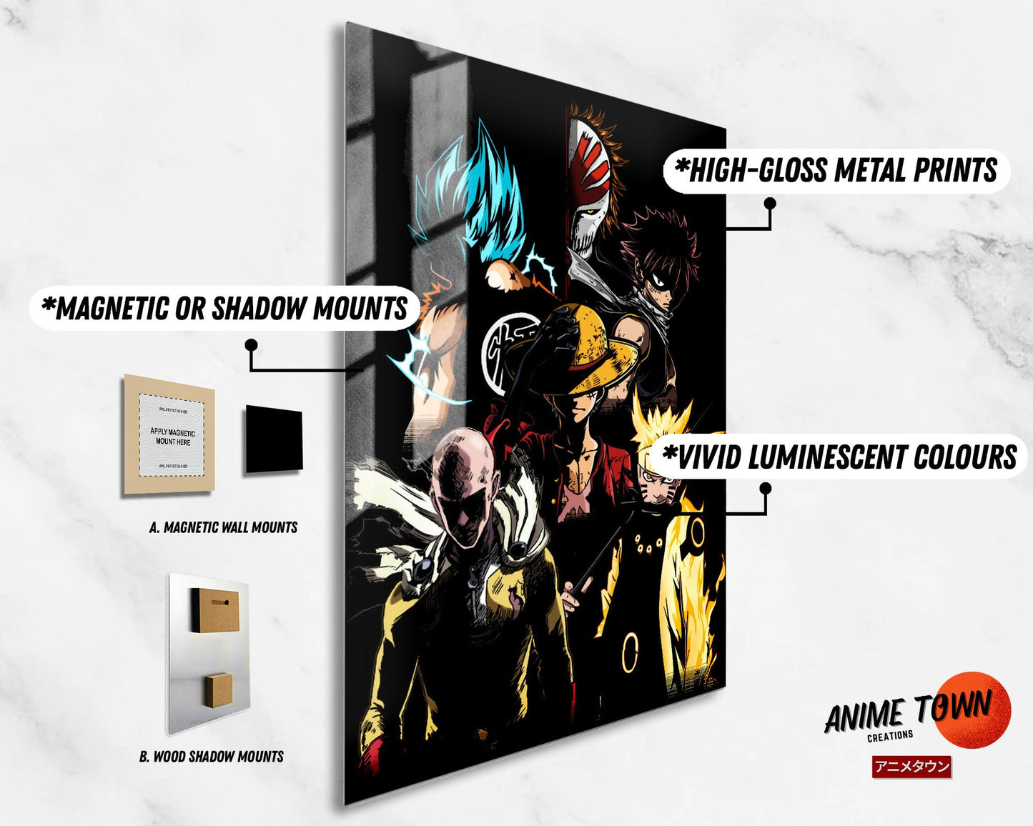 Anime Town Creations Metal Poster Anime Mashup 11" x 17" Home Goods - Anime  Metal Poster