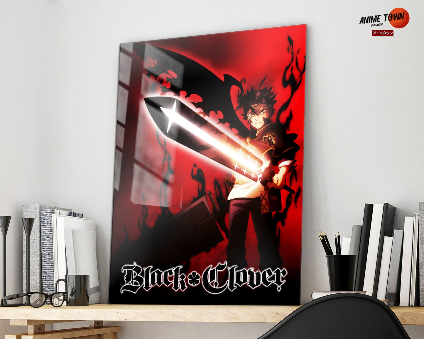 Anime Town Creations Metal Poster Black Clover Asta Red 11" x 17" Home Goods - Anime Black Clover Metal Poster